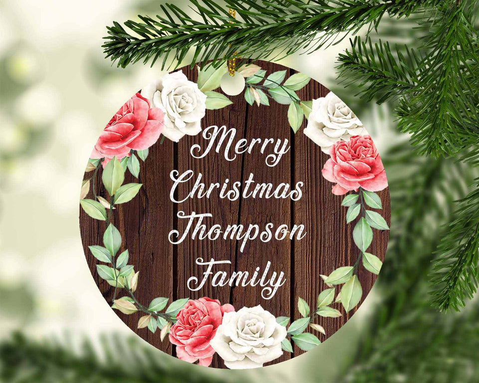 Merry Christmas Thompson Family - Circle Ornament A