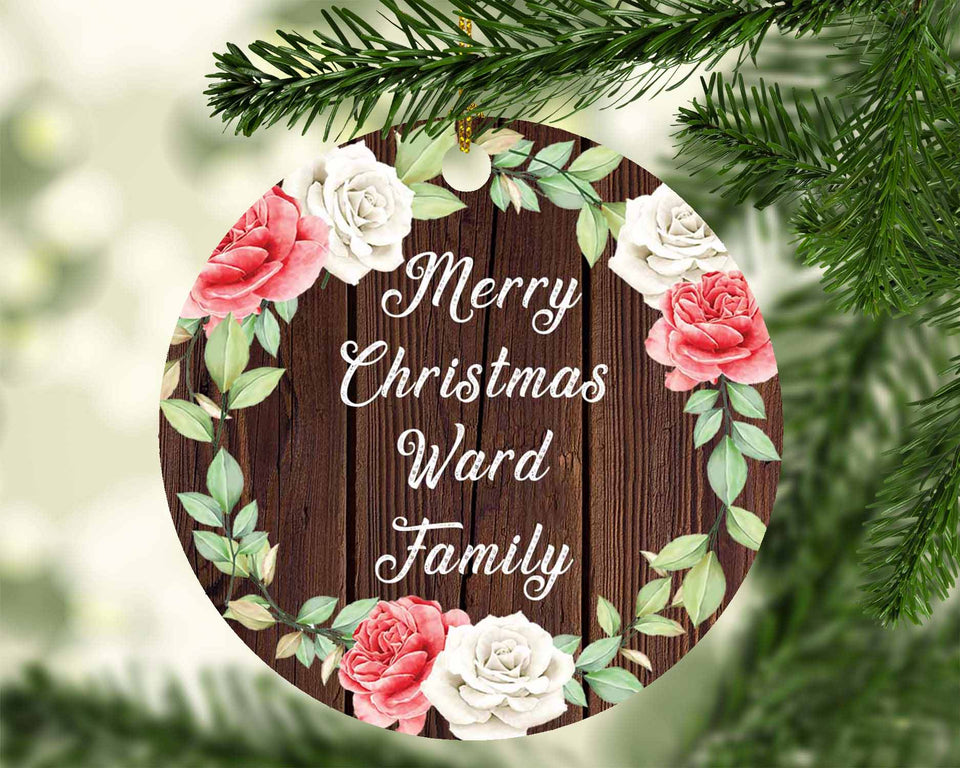 Merry Christmas Ward Family - Circle Ornament A