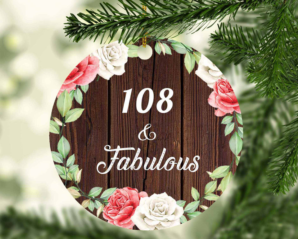 108th Birthday 108 & Fabulous - Circle Ornament A