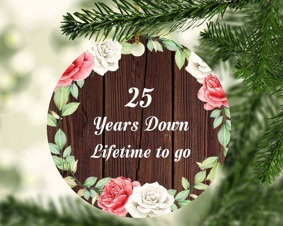 25th Anniversary 25 Years Down Lifetime To Go - Circle Ornament A
