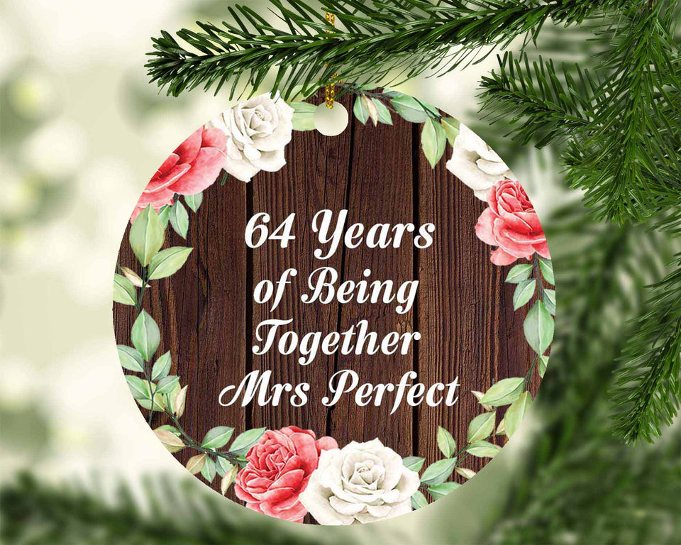 64th Anniversary 64 Years Of Being Mrs Perfect - Circle Ornament A