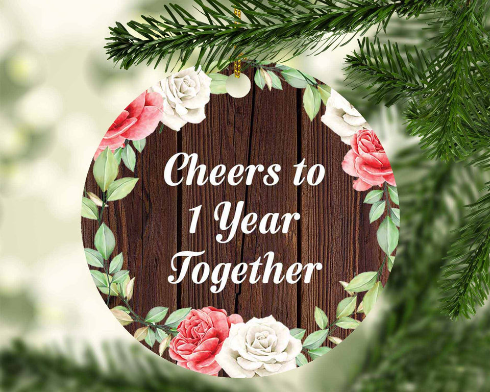 1st Anniversary Cheers To 1 Year Together - Circle Ornament A