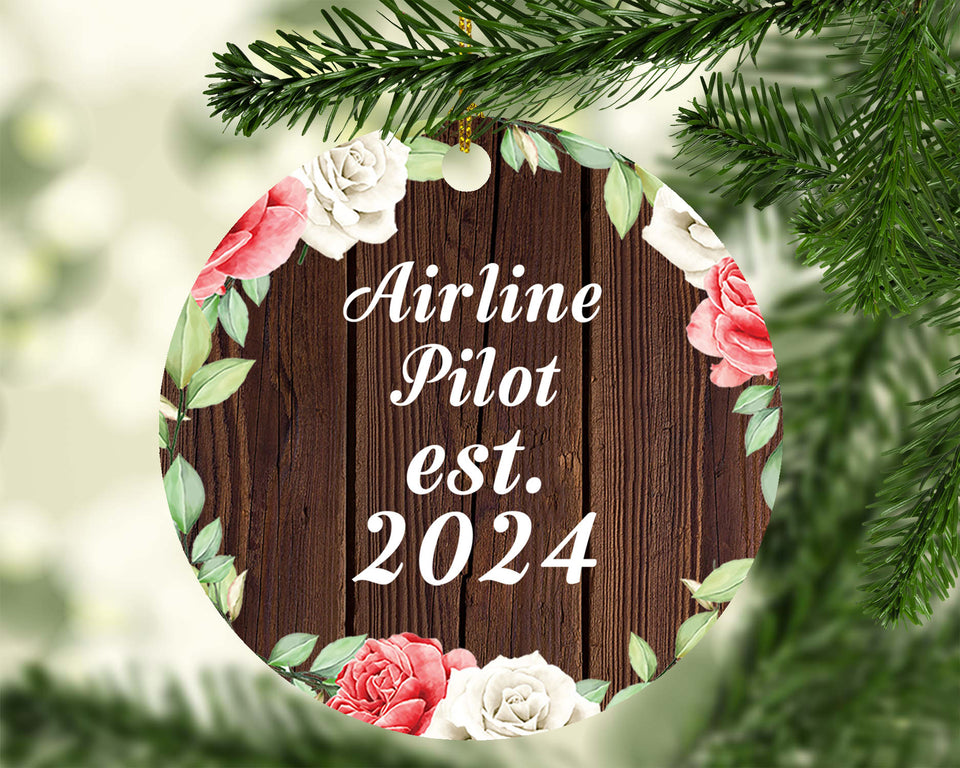 Airline Pilot Established Est. 2024 - Circle Ornament A