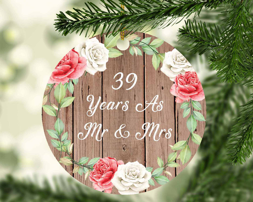 39th Anniversary 39 Years As Mr & Mrs - Circle Ornament B