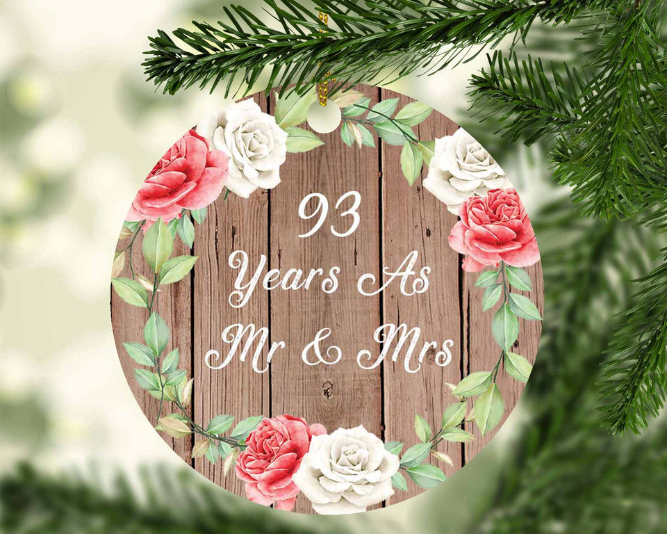 93rd Anniversary 93 Years As Mr & Mrs - Circle Ornament B