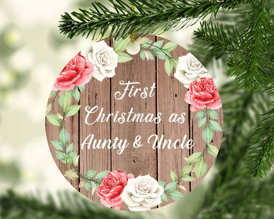 First Christmas As Aunty & Uncle - Circle Ornament B