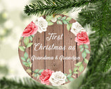 First Christmas As Grandma & Grandpa - Circle Ornament B
