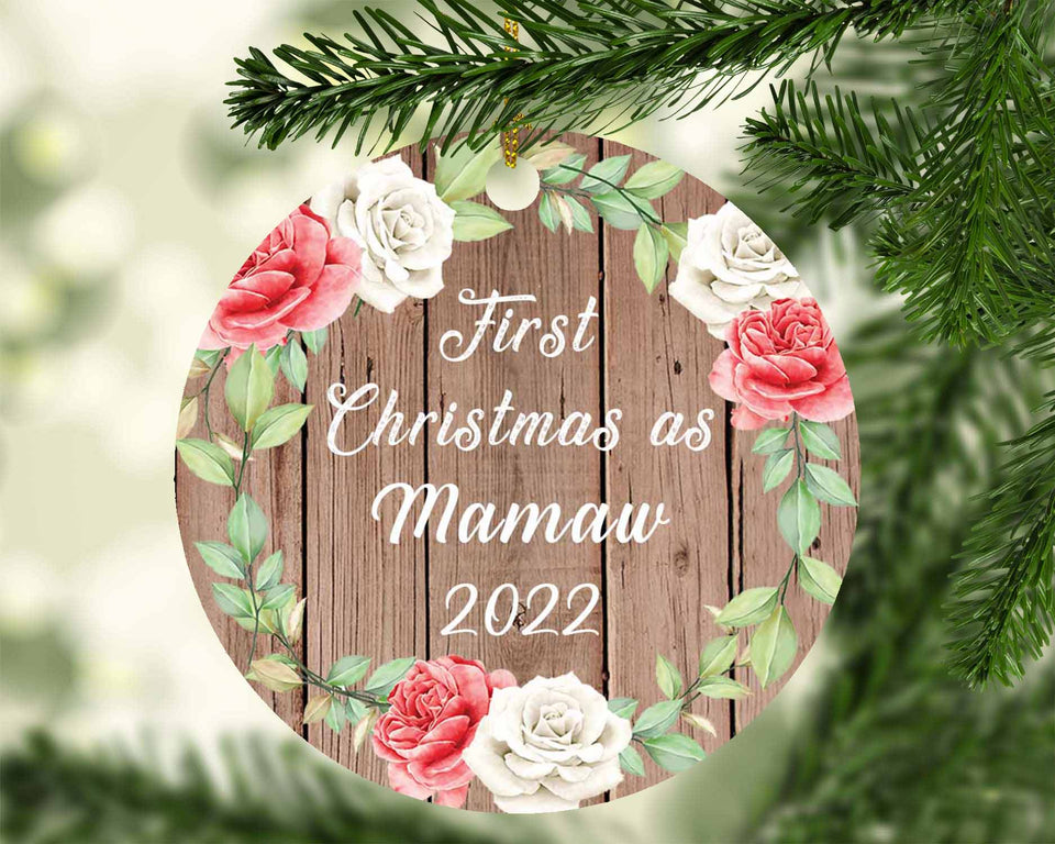 First Christmas As Mamaw 2022 - Circle Ornament B