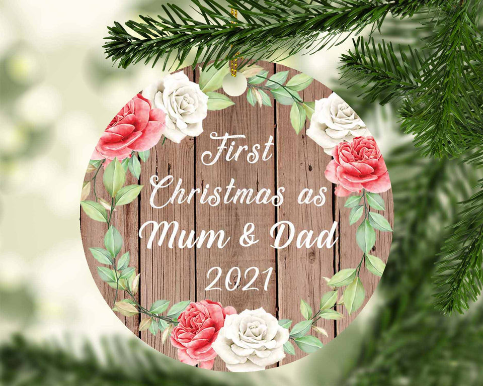 First Christmas As Mum & Dad 2021 - Circle Ornament B
