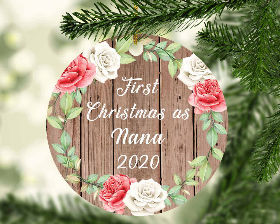 First Christmas As Nana 2020 - Circle Ornament B