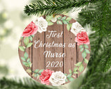First Christmas As Nurse 2020 - Circle Ornament B