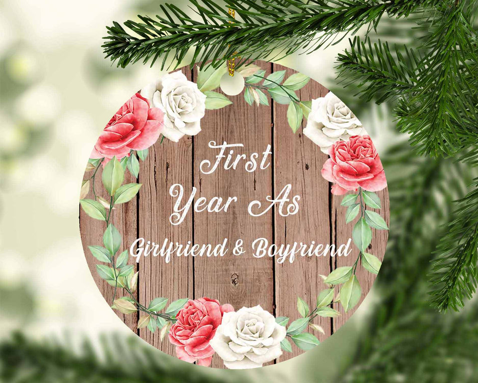 First Year As Girlfriend & Boyfriend - Circle Ornament B