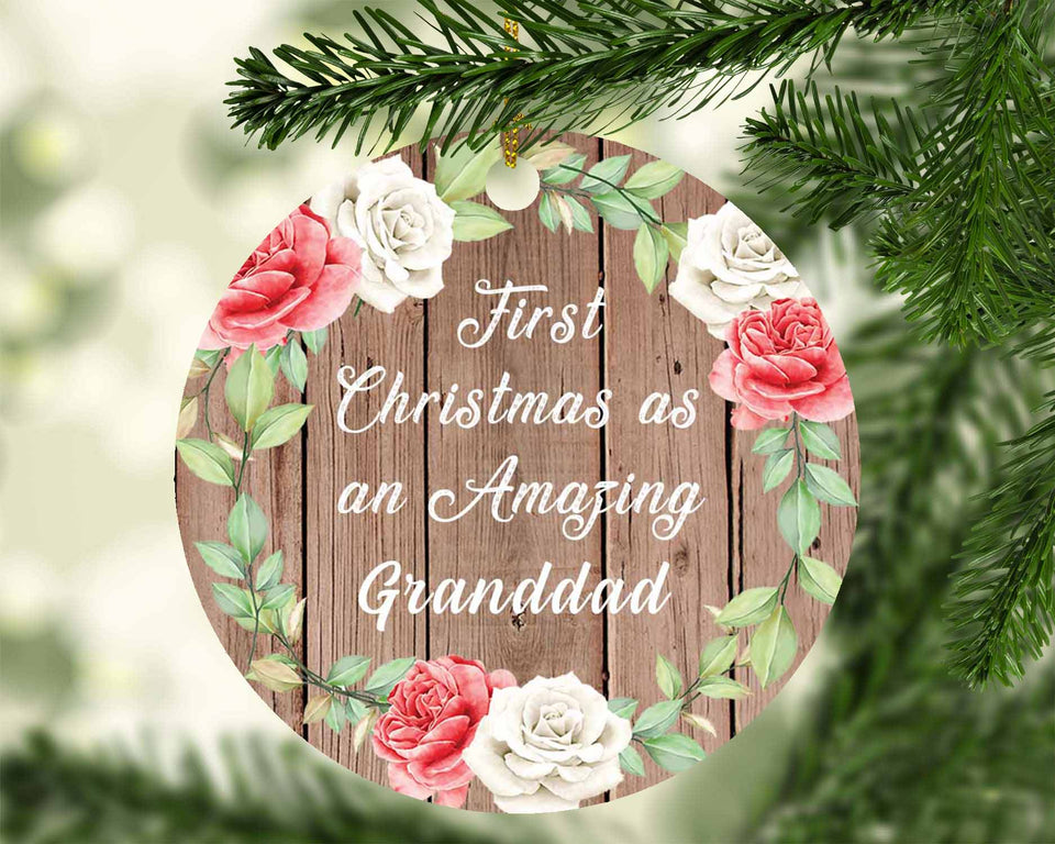First Christmas As an Amazing Granddad - Circle Ornament B