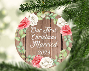 Our First Christmas Married 2023 - Circle Ornament B