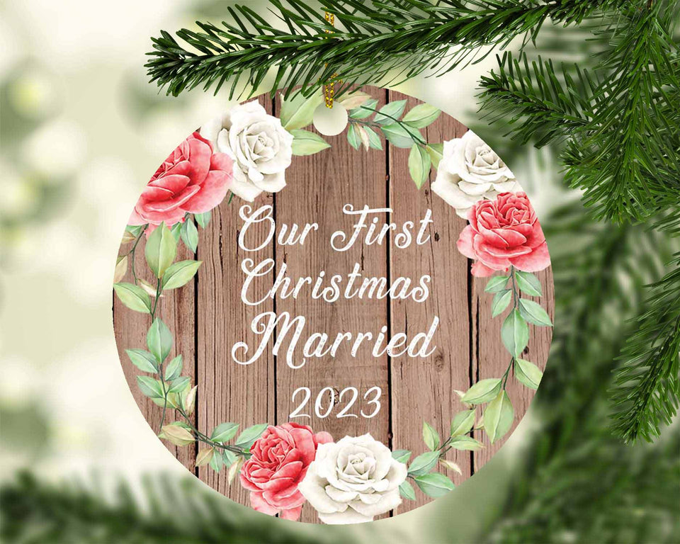 Our First Christmas Married 2023 - Circle Ornament B