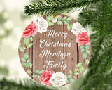 Merry Christmas Mendoza Family - Circle Ornament B