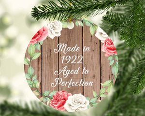 102nd Birthday Made In 1922 Aged To Perfection - Circle Ornament B