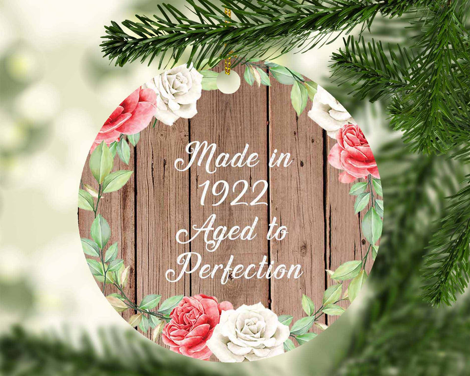 102nd Birthday Made In 1922 Aged To Perfection - Circle Ornament B