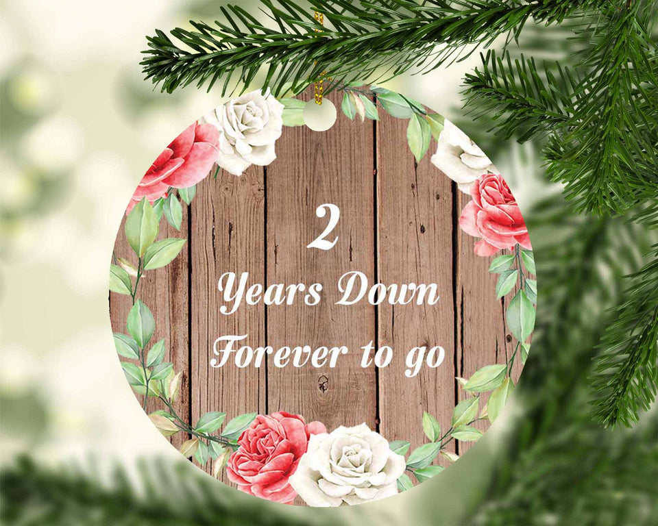 2nd Anniversary 2 Years Down Forever to Go - Circle Ornament B