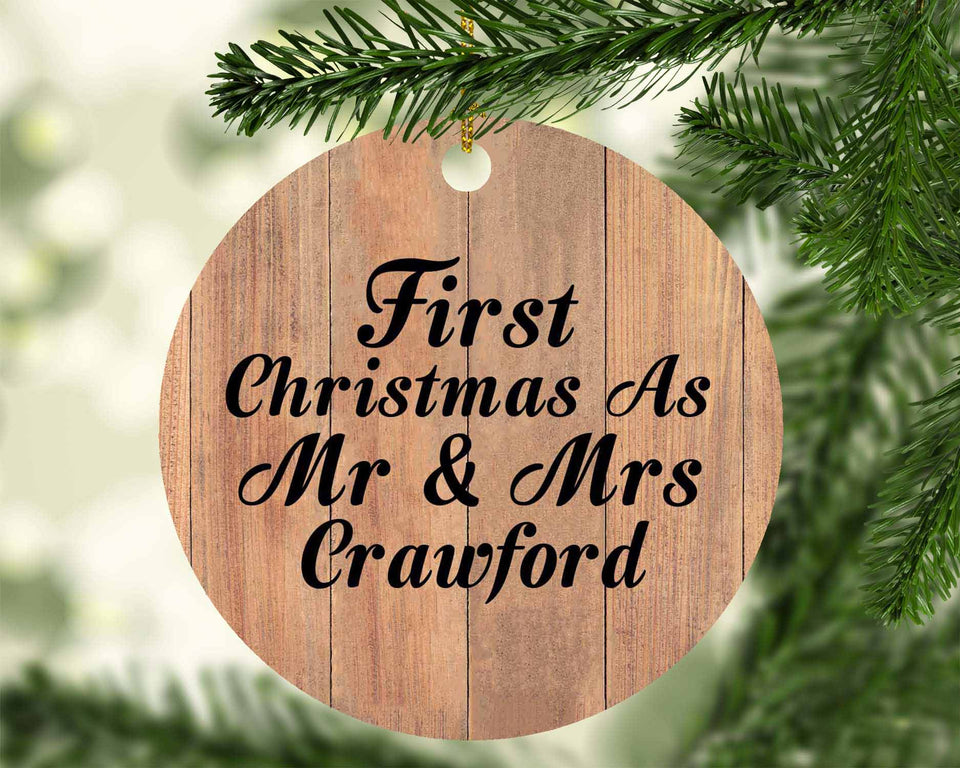 First Christmas As Mr & Mrs Crawford - Circle Ornament C