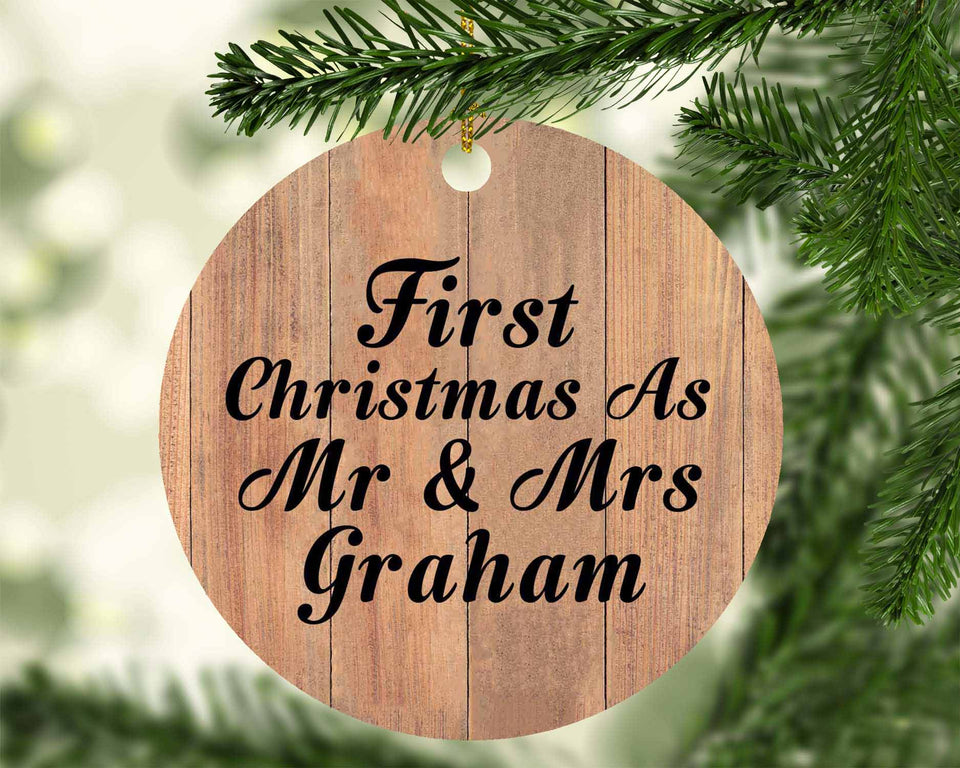 First Christmas As Mr & Mrs Graham - Circle Ornament C