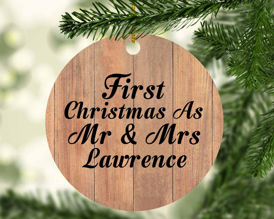 First Christmas As Mr & Mrs Lawrence - Circle Ornament C