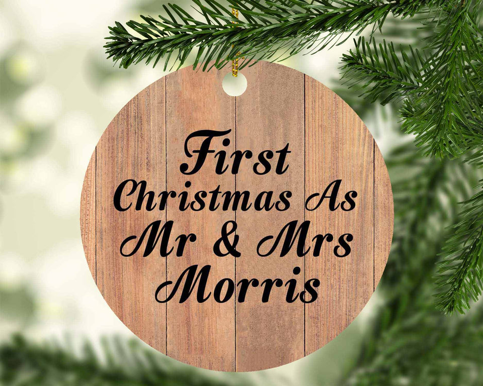 First Christmas As Mr & Mrs Morris - Circle Ornament C