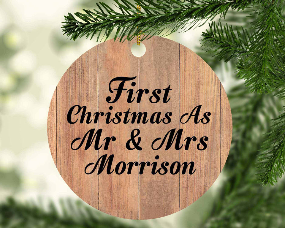 First Christmas As Mr & Mrs Morrison - Circle Ornament C