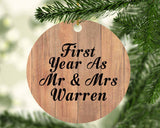 First Year As Mr & Mrs Warren - Circle Ornament C