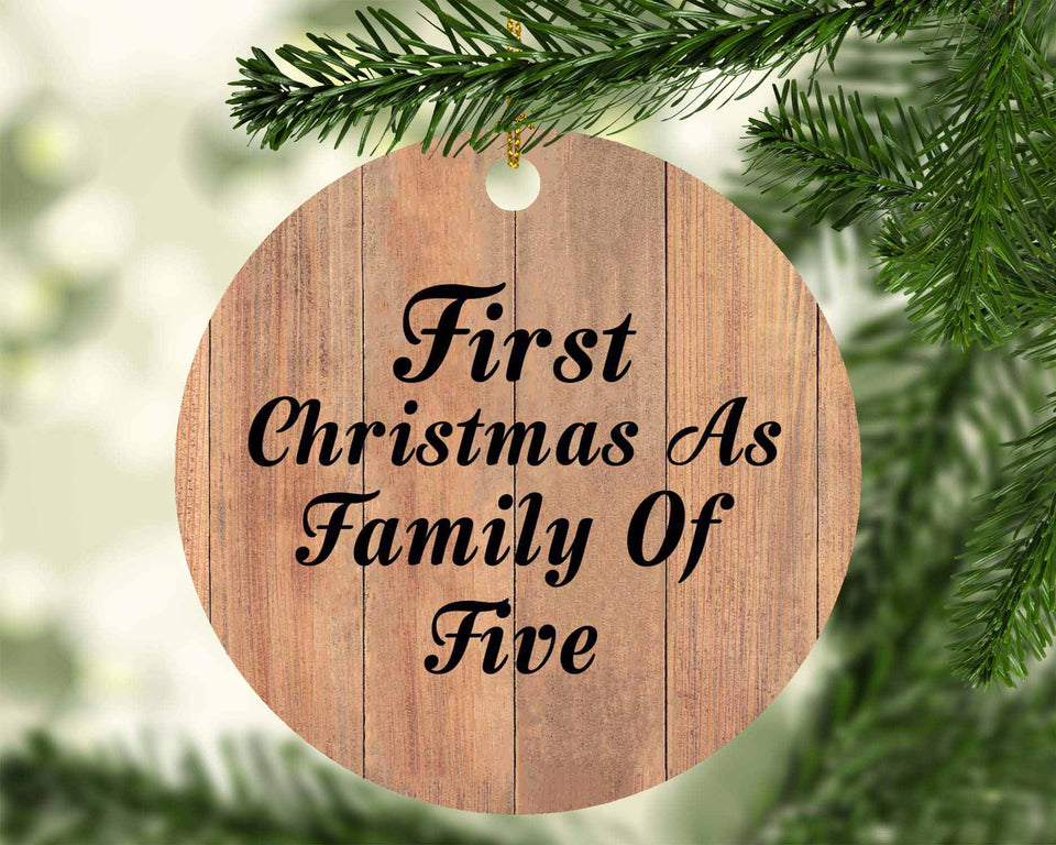 First Christmas As Family Of Five - Circle Ornament C
