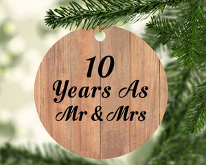 10 Years As Mr & Mrs - Circle Ornament C