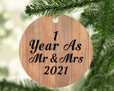 1 Year As Mr & Mrs 2021 - Circle Ornament C