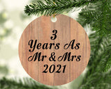 3 Years As Mr & Mrs 2021 - Circle Ornament C