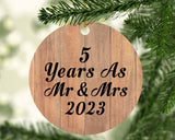5 Years As Mr & Mrs 2023 - Circle Ornament C