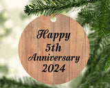Happy 5th Anniversary 2024 - Circle Ornament C