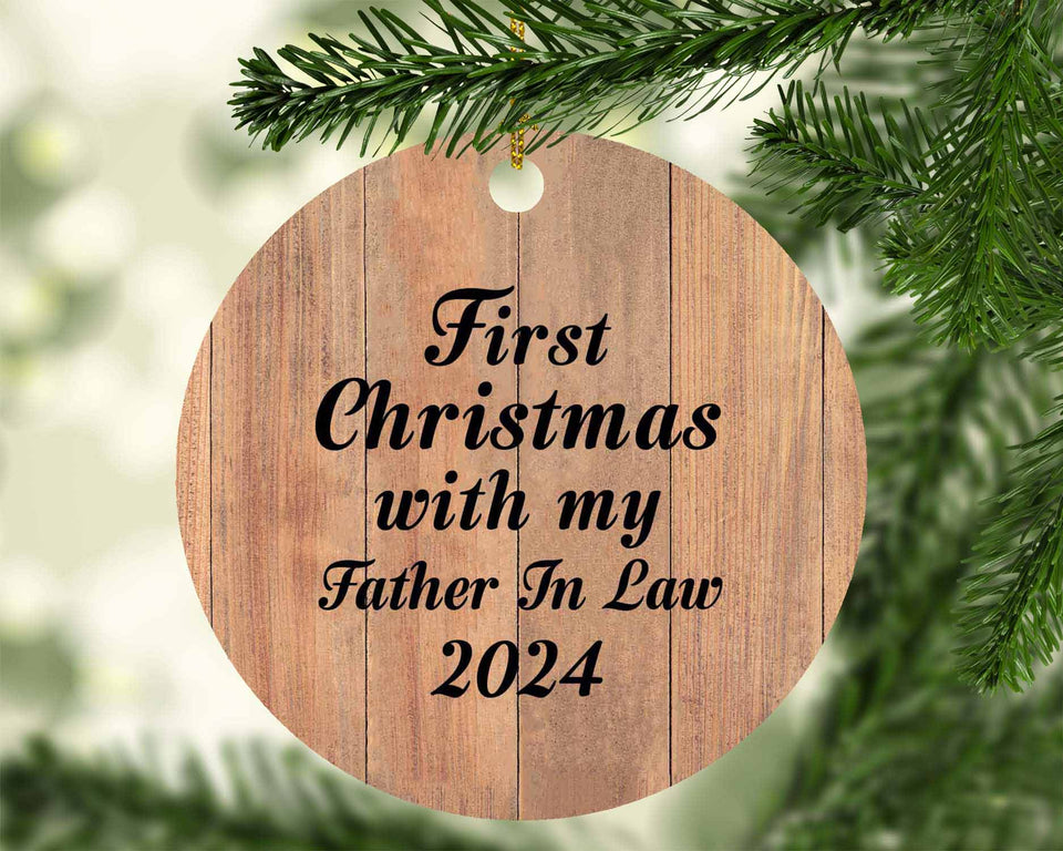 First Christmas With My Father In Law 2024 - Circle Ornament C