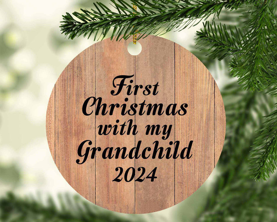 First Christmas With My Grandchild 2024 - Circle Ornament C