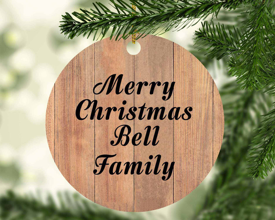 Merry Christmas Bell Family - Circle Ornament C