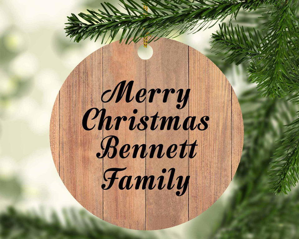 Merry Christmas Bennett Family - Circle Ornament C