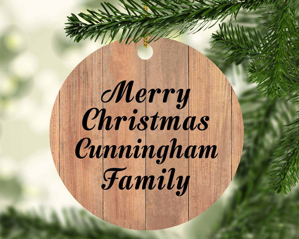 Merry Christmas Cunningham Family - Circle Ornament C