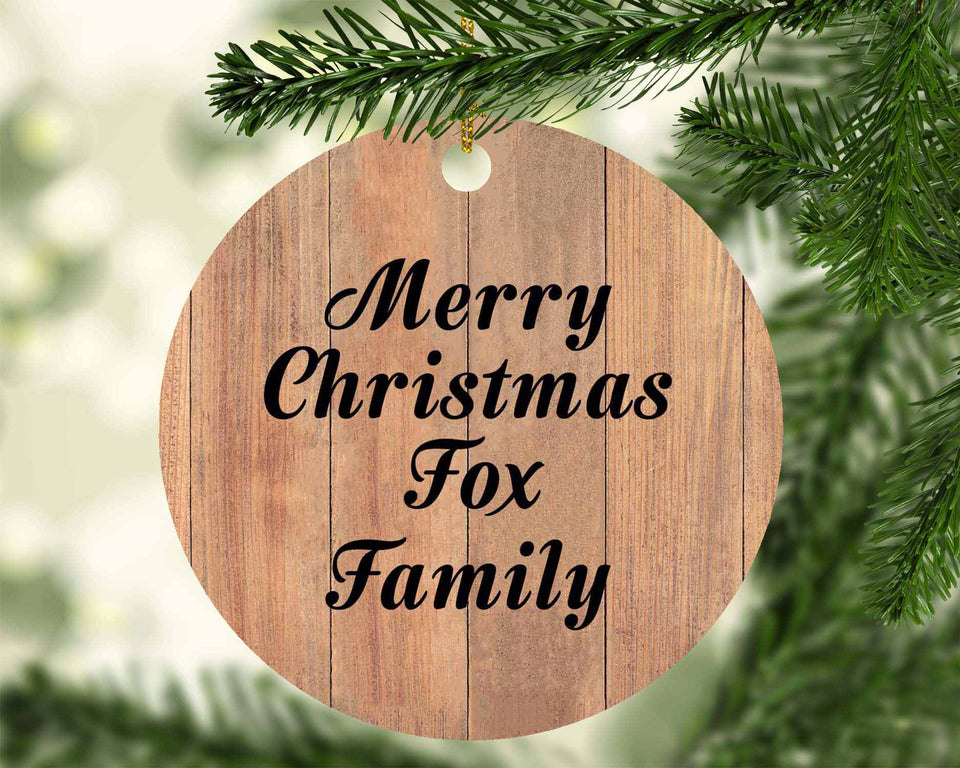 Merry Christmas Fox Family - Circle Ornament C