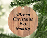 Merry Christmas Fox Family - Circle Ornament C