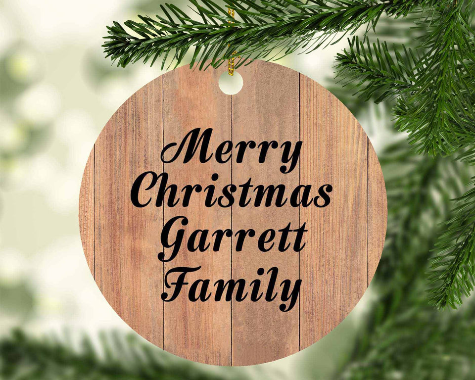 Merry Christmas Garrett Family - Circle Ornament C
