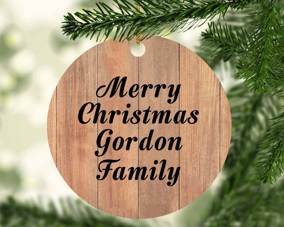 Merry Christmas Gordon Family - Circle Ornament C