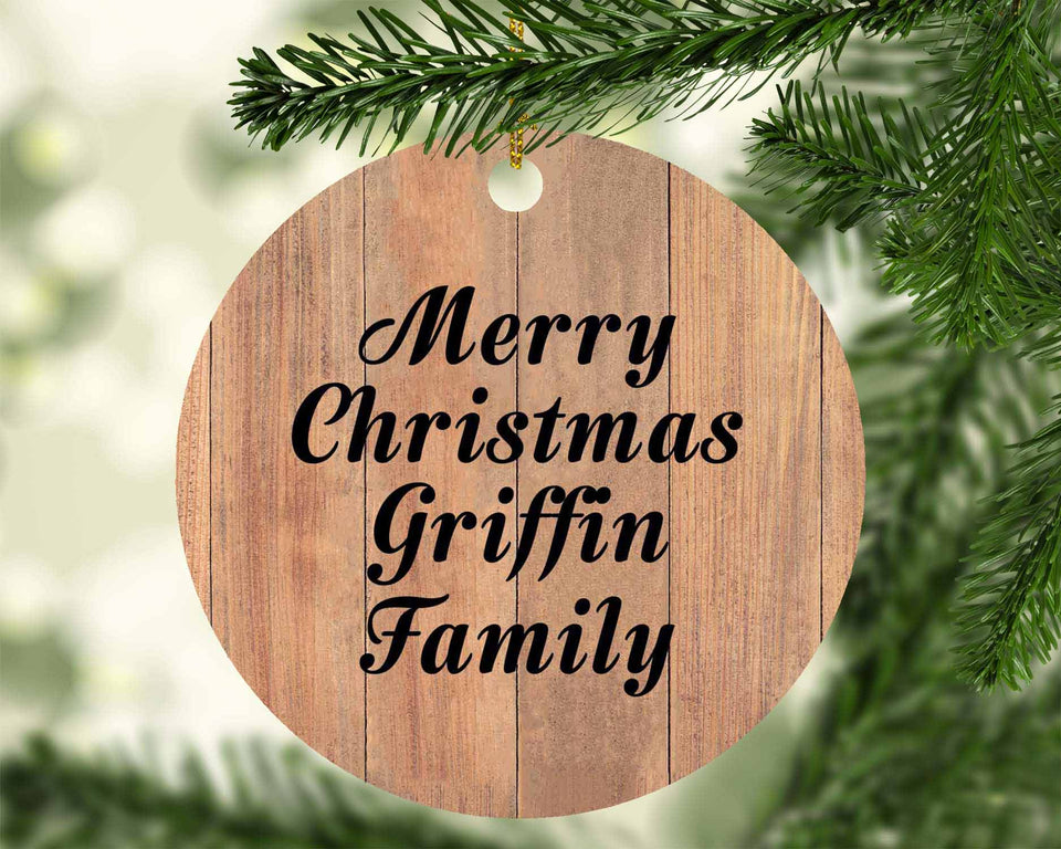 Merry Christmas Griffin Family - Circle Ornament C
