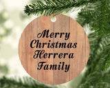 Merry Christmas Herrera Family - Circle Ornament C