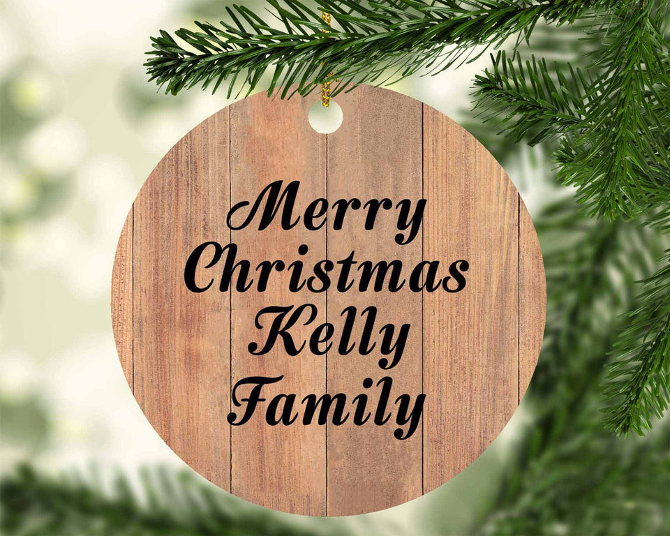 Merry Christmas Kelly Family - Circle Ornament C
