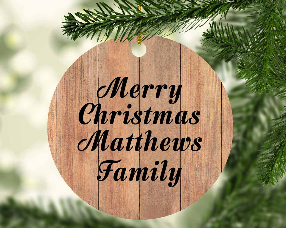 Merry Christmas Matthews Family - Circle Ornament C