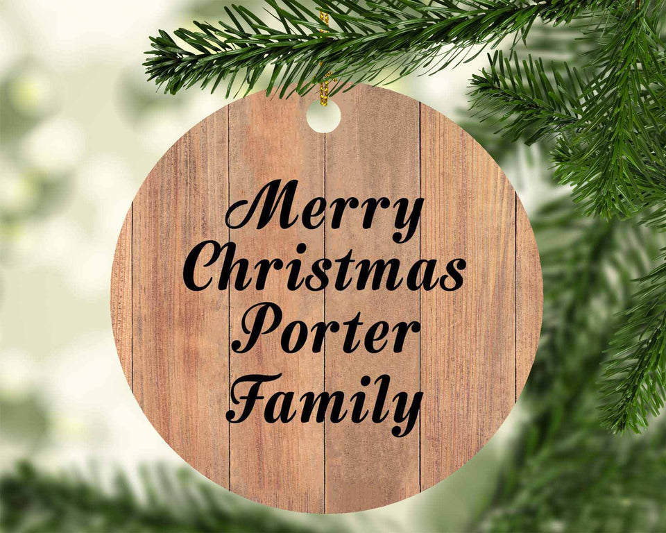 Merry Christmas Porter Family - Circle Ornament C