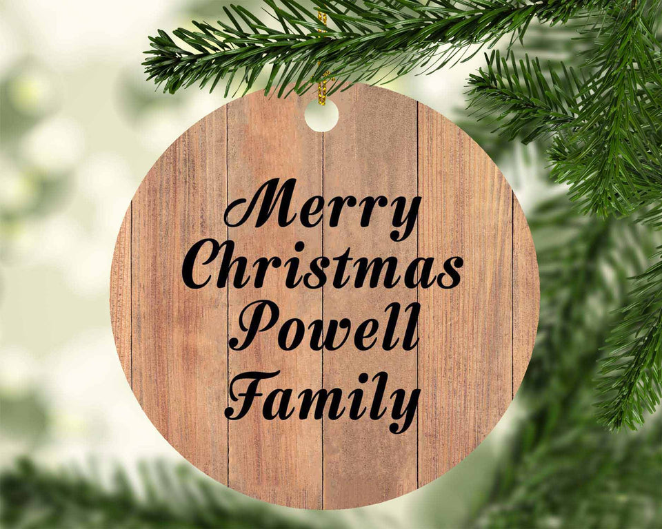 Merry Christmas Powell Family - Circle Ornament C